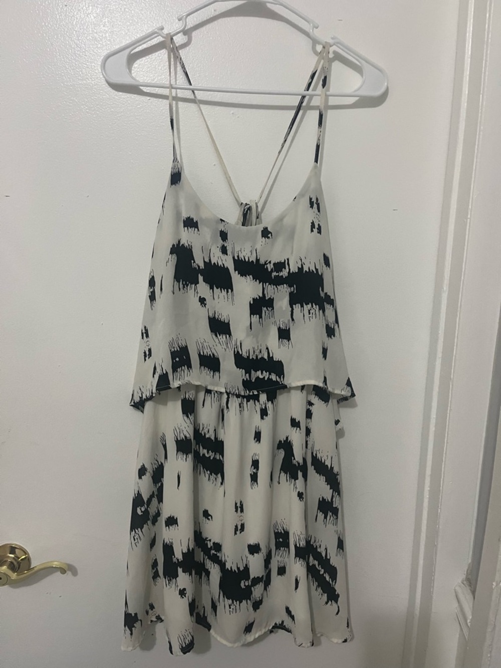 Black and White Printed Spaghetti Strap Dress